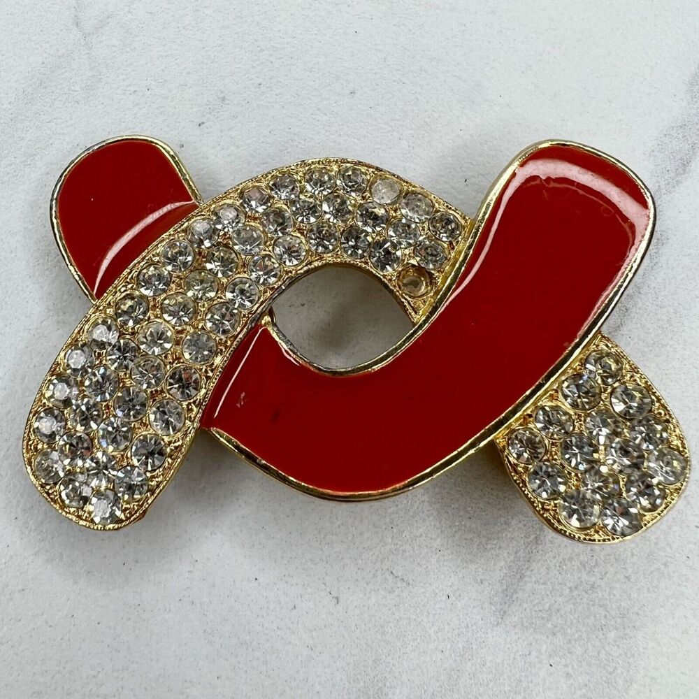 Vintage Gold Tone and Orange Rhinestone Belt Buckle Piece